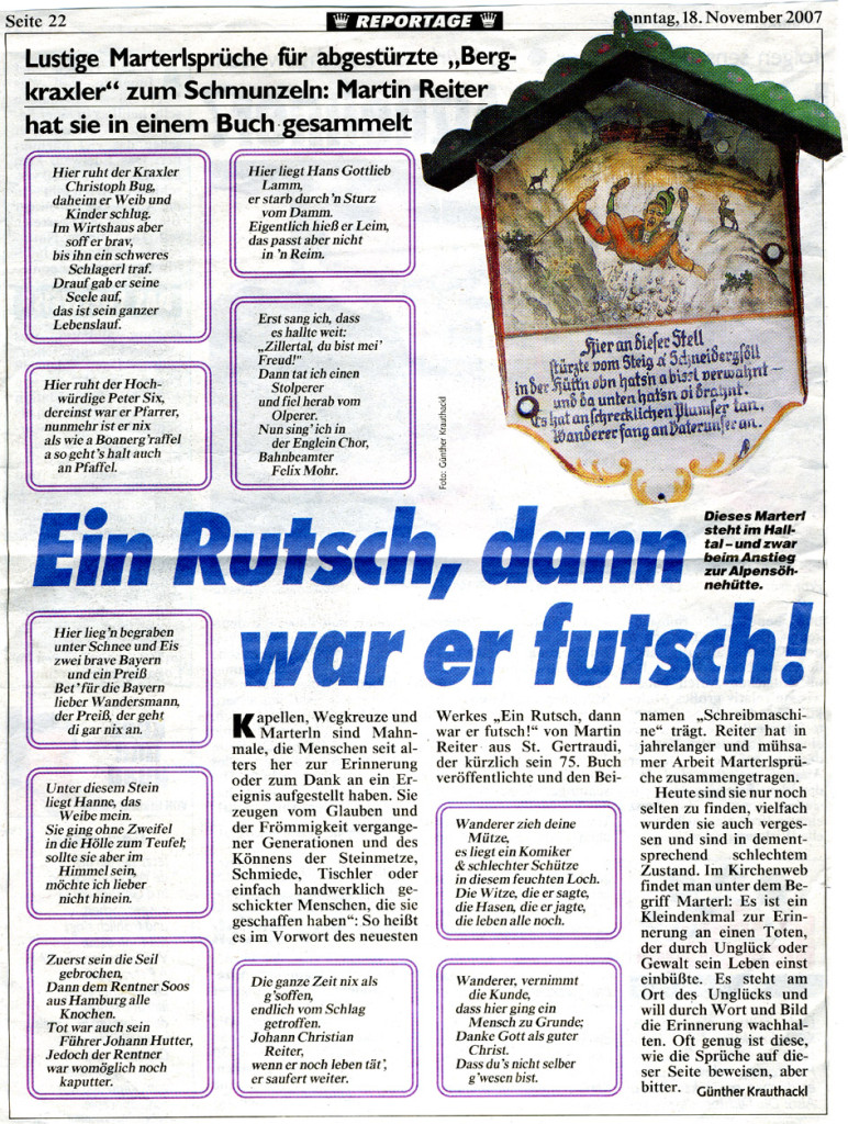 Lustige Marterlsprüche Tiroler Mundart